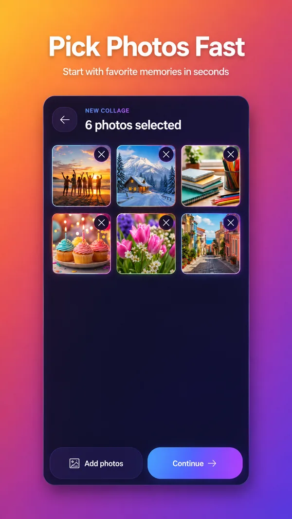 Pick photos fast screen