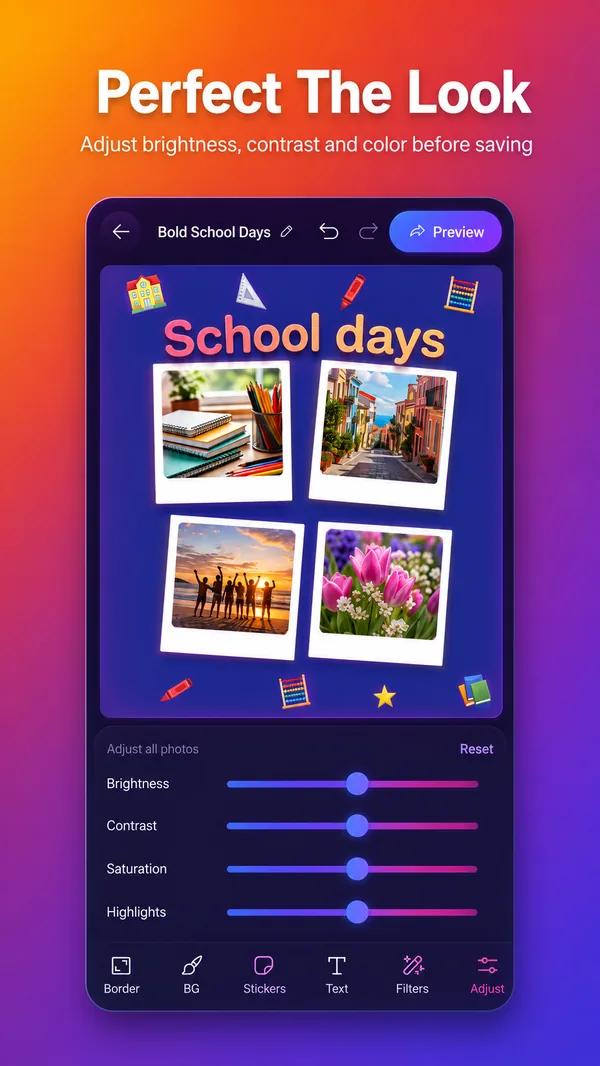 Add stickers and text screen